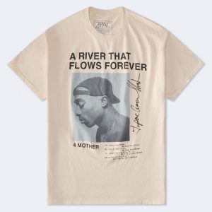 Tupac River That Flows Forever Relaxed Graphic Tee - Cream