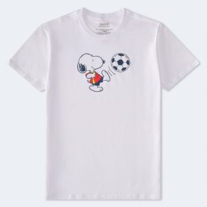 Soccer Snoopy Relaxed Graphic Tee - White