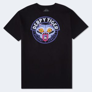 KPop Demon Hunters Derpy Tiger Relaxed Graphic Tee - Black