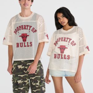 Property Of Chicago Bulls Boxy Mesh Tee - Cream