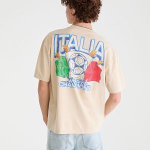 Italia World Champions Relaxed Graphic Tee - Tan