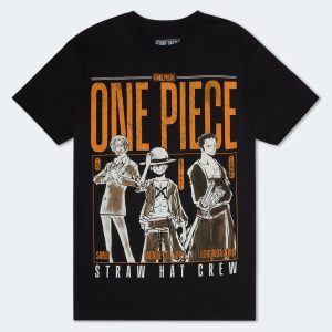 One Piece Straw Hat Crew Relaxed Graphic Tee - Black