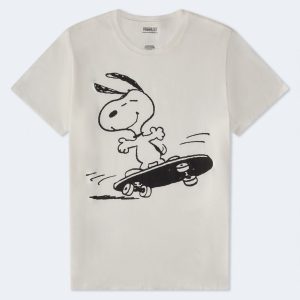 Skateboarding Snoopy Relaxed Graphic Tee - White