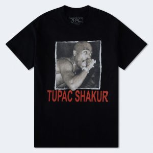 Tupac Shakur Mic Relaxed Graphic Tee - Black