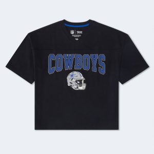 Dallas Cowboys Boxy V-Neck Graphic Tee - Washed Black
