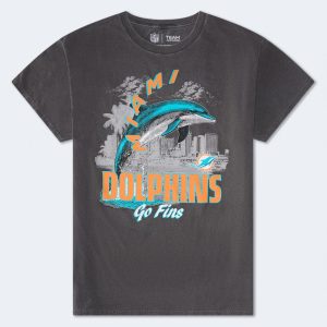Miami Dolphins Mascot Relaxed Graphic Tee - Washed Black