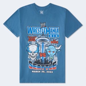 WWE WrestleMania XIX Seattle Relaxed Graphic Tee - Aegean Blue