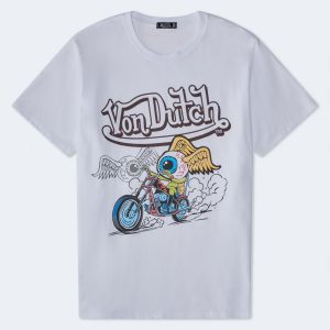 Von Dutch Motorcycle Eyeball Relaxed Graphic Tee - White