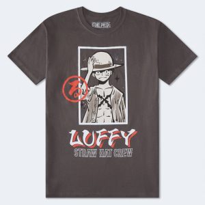 One Piece Luffy Relaxed Graphic Tee - Grey