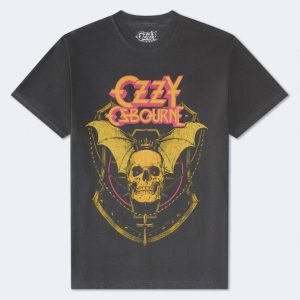 Ozzy Osbourne Bat Skull Relaxed Graphic Tee - Black