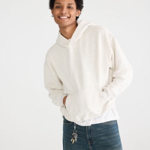Cloud Soft Heathered Boxy Pullover Hoodie - Lightest Heather Grey