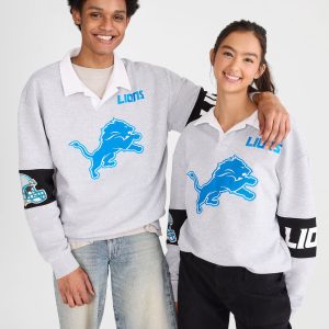 Detroit Lions Rugby Sweatshirt - Light Heather Grey