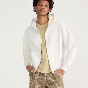 Cloud Soft Boxy Full-Zip Hoodie - Lightest Heather Grey