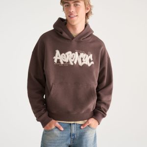 Cloud Soft Aero NYC Boxy Pullover Hoodie - Saddle Brown