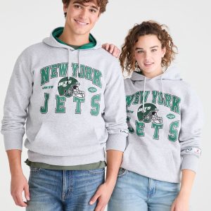 New York Jets Helmet Pullover Hoodie - Light Heather Grey
