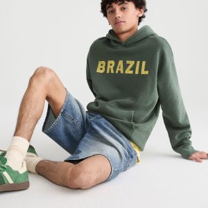 Brazil Flag Pullover Hoodie - Green