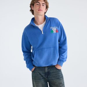 Italia Football Quarter-Zip Sweatshirt - Blue