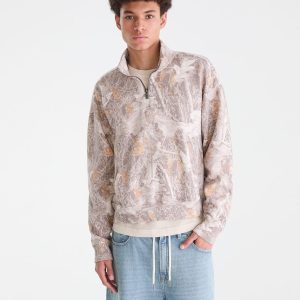 Cloud Soft Forest Camo Boxy Quarter-Zip Sweatshirt - Garland