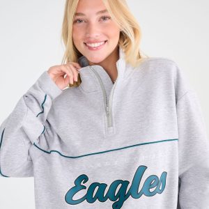 Philadelphia Eagles Quarter-Zip Sweatshirt - Light Heather Grey
