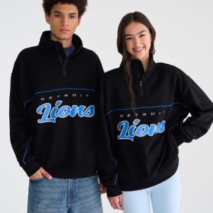 Detroit Lions Quarter-Zip Sweatshirt - Black