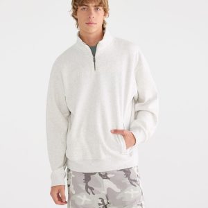 Cloud Soft Boxy Quarter-Zip Sweatshirt - Lightest Heather Grey