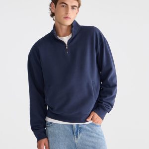 Cloud Soft Boxy Quarter-Zip Sweatshirt - Indigo Ink