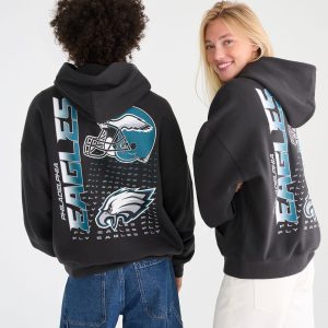 Philadelphia Eagles Helmet Pullover Hoodie - Washed Black