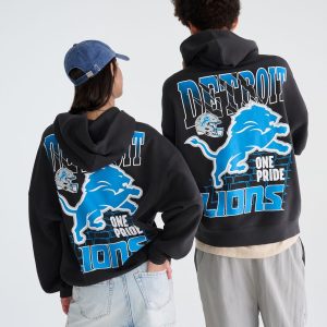 Detroit Lions Slash Pullover Hoodie - Washed Black