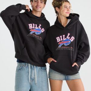 Buffalo Bills Logo Pullover Hoodie - Washed Black
