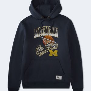 Michigan Wolverines Basketball Pullover Hoodie - Navy