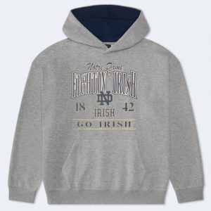 Notre Dame Fightin' Irish Pullover Hoodie - Light Heather Grey