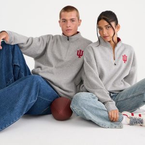 Indiana Hoosiers Quarter-Zip Sweatshirt - Light Heather Grey