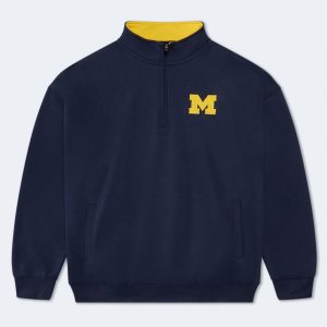 Michigan Wolverines Quarter-Zip Sweatshirt - Navy