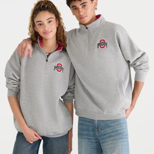 Ohio State Buckeyes Quarter-Zip Sweatshirt - Light Heather Grey