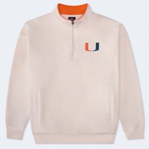 Miami Hurricanes Quarter-Zip Sweatshirt - Cream