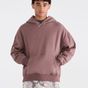 Cloud Soft Embossed 87 Boxy Pullover Hoodie - Light Brown