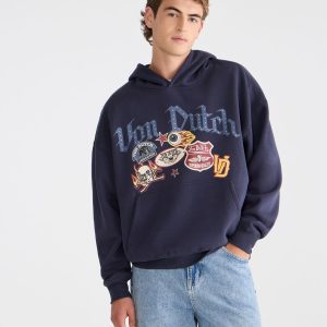 Von Dutch Patches Pullover Hoodie - Gunmetal