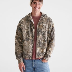 Cloud Soft Forest Camo Boxy Full-Zip Hoodie - Garland