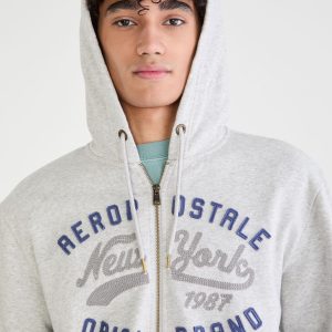 Aeropostale New York Heritage Full-Zip Hoodie - Light Heather Grey