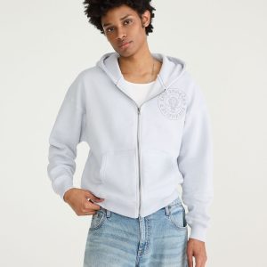 Cloud Soft California Dragon Boxy Full-Zip Hoodie - Polar Blue