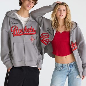 Houston Rockets Basketball Full-Zip Hoodie - Morning Grey
