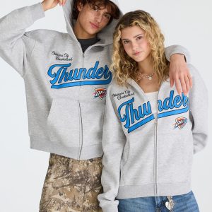 Oklahoma City Thunder Basketball Full-Zip Hoodie - Light Heather Grey