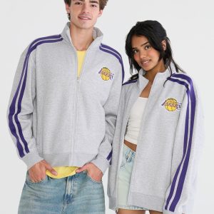 Los Angeles Lakers Fleece Track Jacket - Light Heather Grey