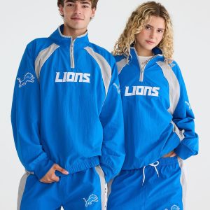 Detroit Lions Quarter-Zip Track Jacket - Blue