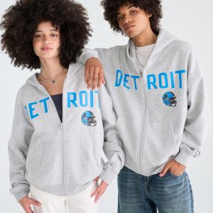 Detroit Lions City Full-Zip Hoodie - Light Heather Grey