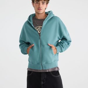 Cloud Soft Boxy Full-Zip Hoodie - Blue Coral