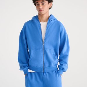 Cloud Soft Boxy Full-Zip Hoodie - Palace Blue