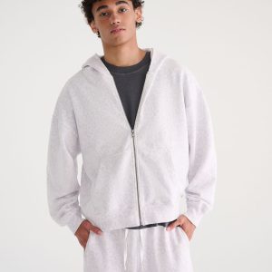 Cloud Soft Snow Leopard Print Boxy Full-Zip Hoodie - Garland