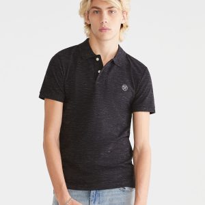 A87NY Stretch Piqué Polo - Black Fox