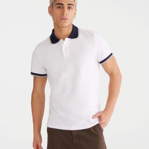 Contrast Tipped Piqué Polo - Bleach